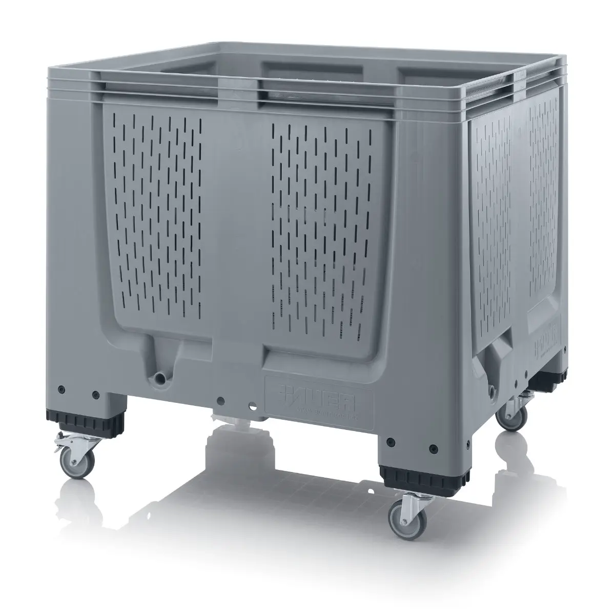 AUER Big Box mit Lüftungsschlitzen und Rädern, Palettenbox 120 x 100 x 100 cm, 900 Liter