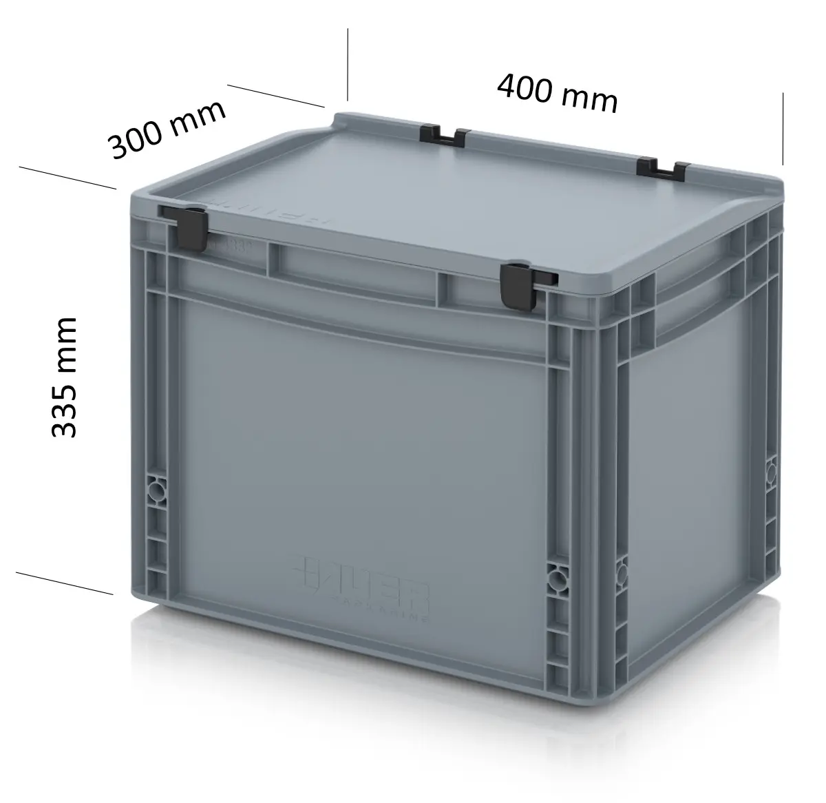 AUER Eurobox 400 x 300 x 335 mm, mit Scharnierdeckel & Verschlüssen