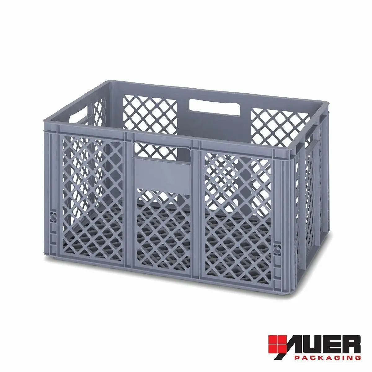 Gelochte graue Eurobox 60 x 40 x 32 cm von AUER, als Brotkorb, Gemüsekiste oder Gläsertransportbox nutzbar