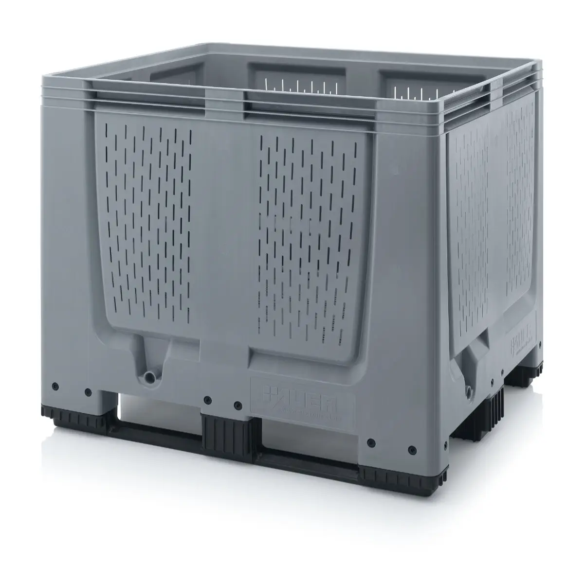 AUER Big Box mit Lüftungsschlitzen und Kufen, Palettenbox 120 x 100 x 100 cm, 900 Liter