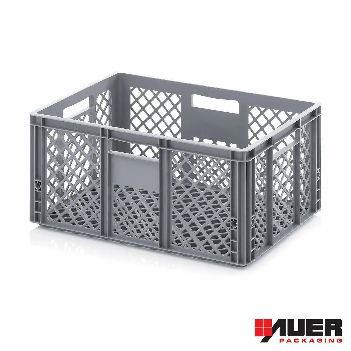 Gelochte graue Eurobox 60 x 40 x 27 cm von AUER, als Brotkorb, Gemüsekiste oder Gläsertransportbox nutzbar