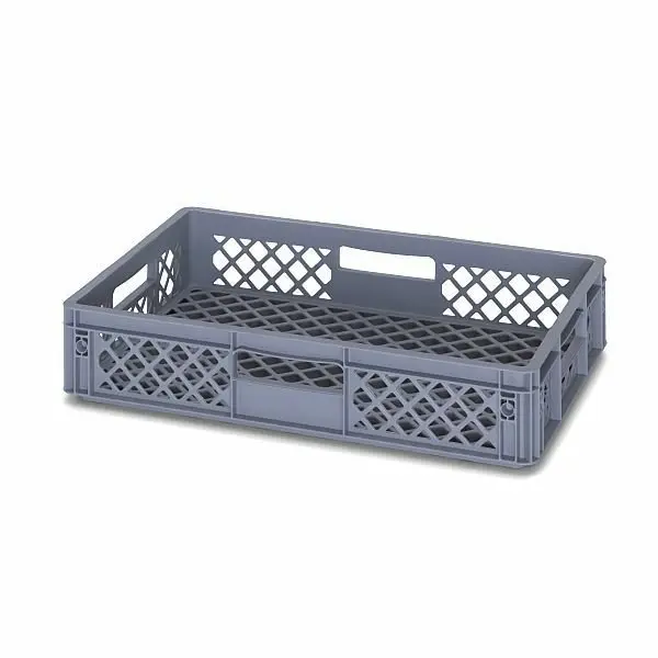 Gelochte graue Eurobox 60 x 40 x 12 cm von AUER, als Brotkorb oder Gemüsekiste nutzbar