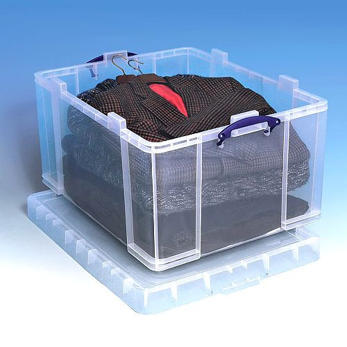 transparente Kunststoffbox mit 145 Liter Volumen und mit Deckel