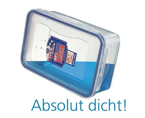 LocknLock Kunststoffdose mit blauer Flüssigkeit als Inhalt